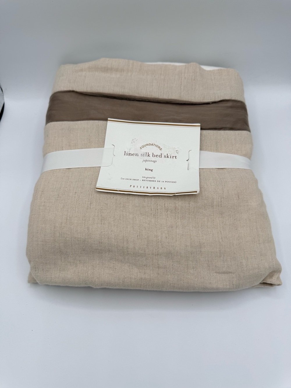 Pottery barn Linen Silk Bed Skirt in Natural Beige-King